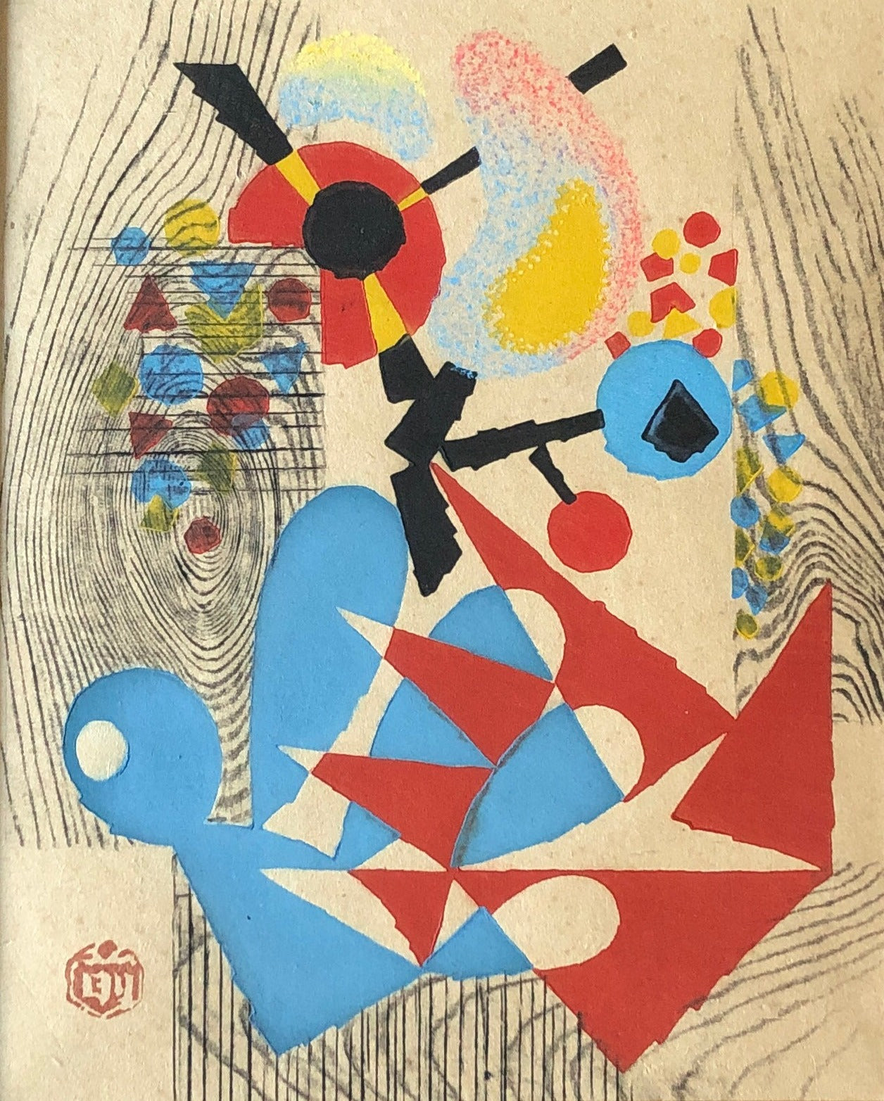 真作保証】前田藤四郎「出発」木版画 Maeda Toshirou woodcut print 