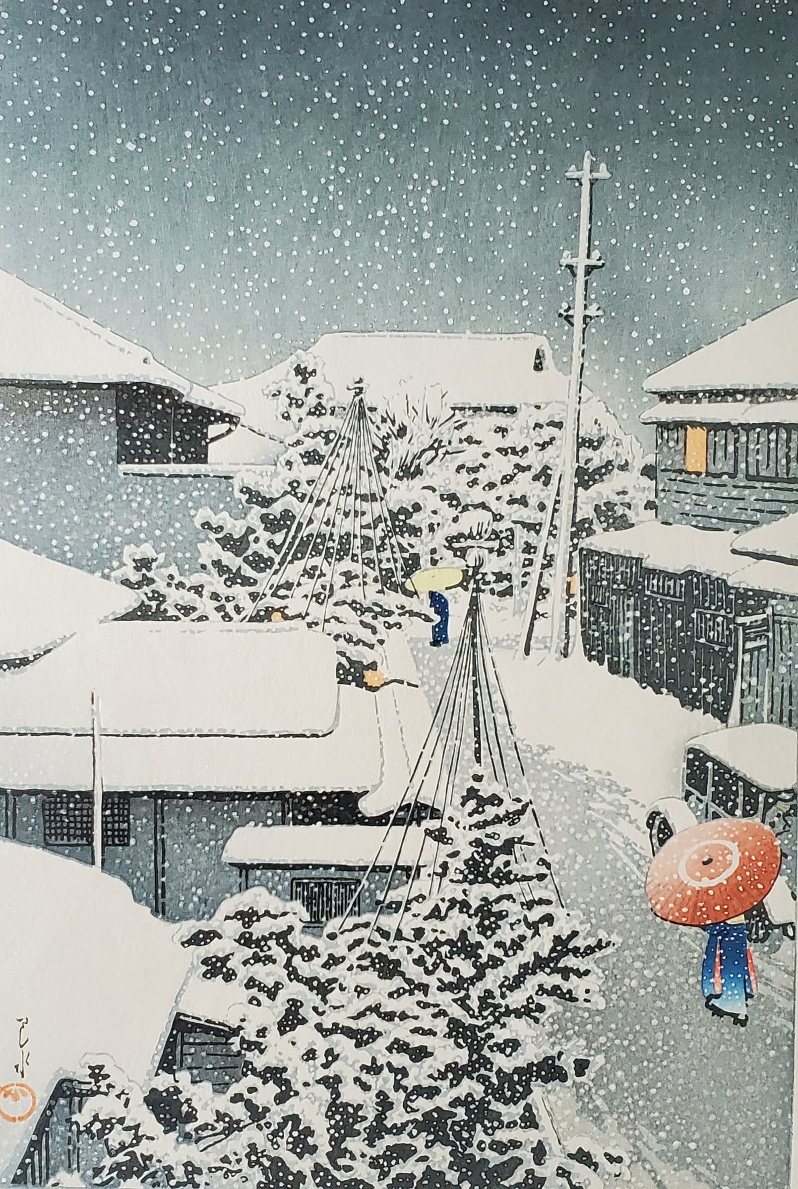 真作保証】川瀬巴水 代地の雪 木版画 Kawase Hasui Shinhanga 真作保証】川瀬巴水 代地の雪 木版画 Kawase Hasui Shinhanga