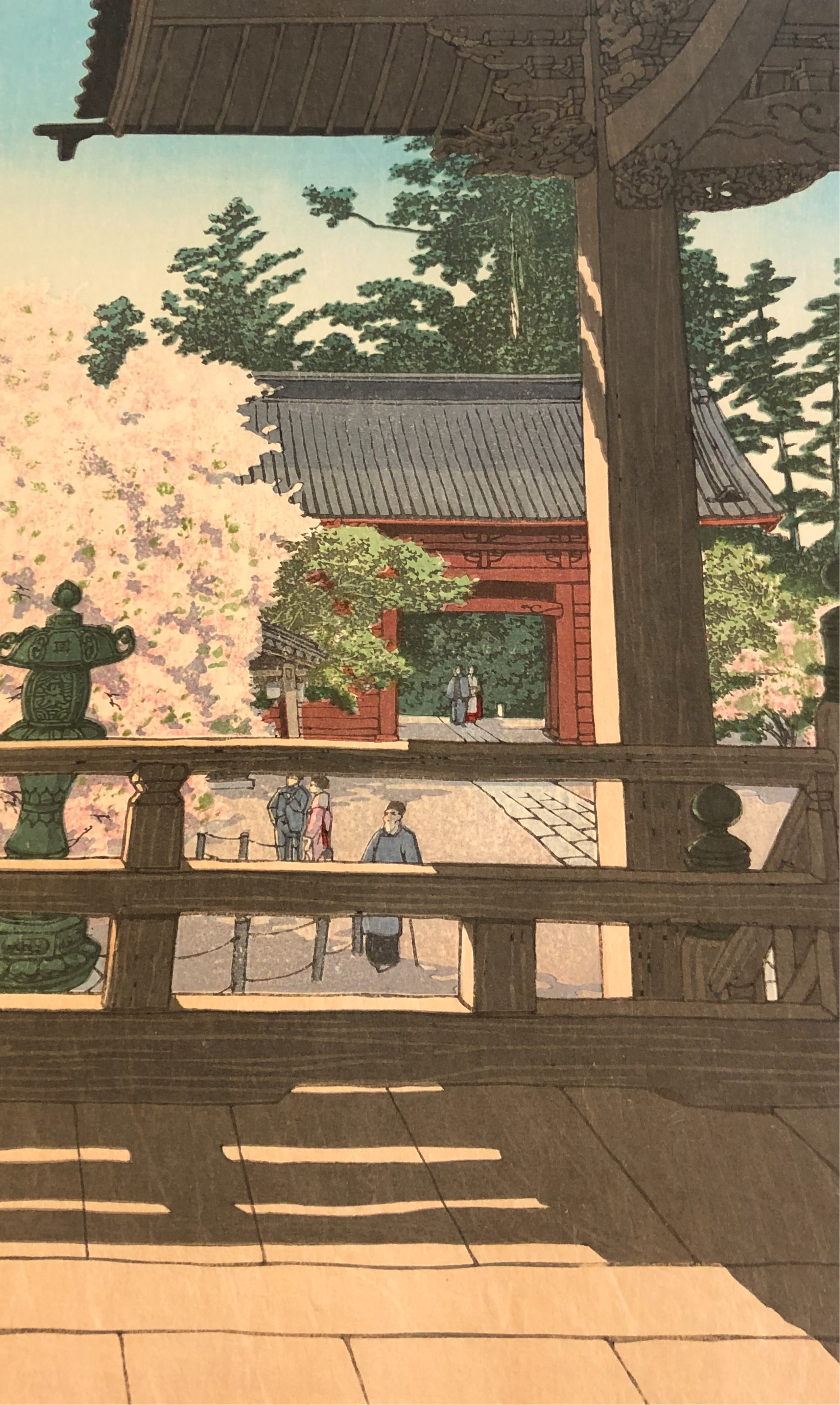 真作保証】川瀬巴水 鎌倉妙本寺（海棠） 新版画 Kawase Hasui