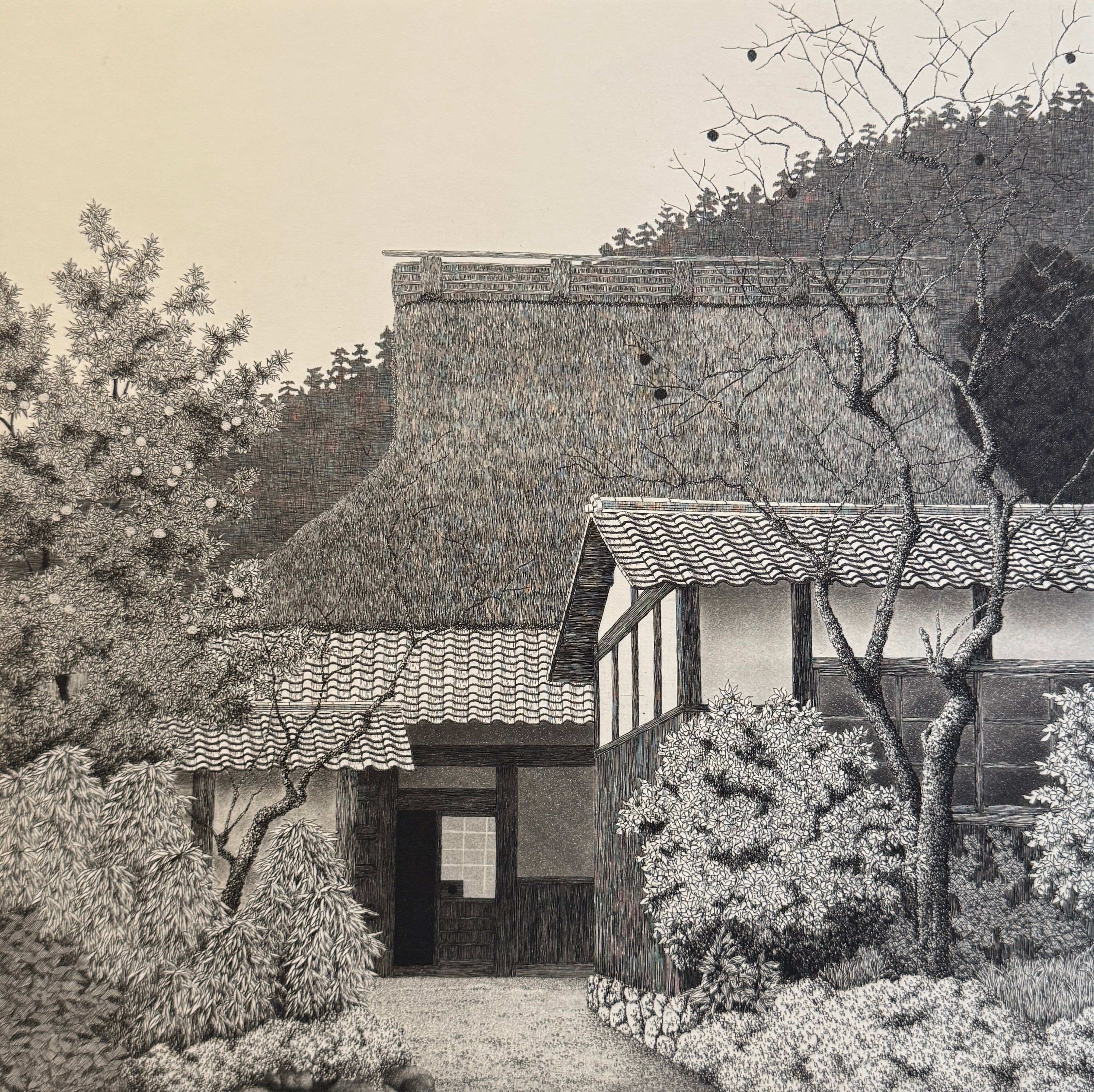真作保証】田中良平 奥嵯峨 Tanaka Ryohei Japanese etching print