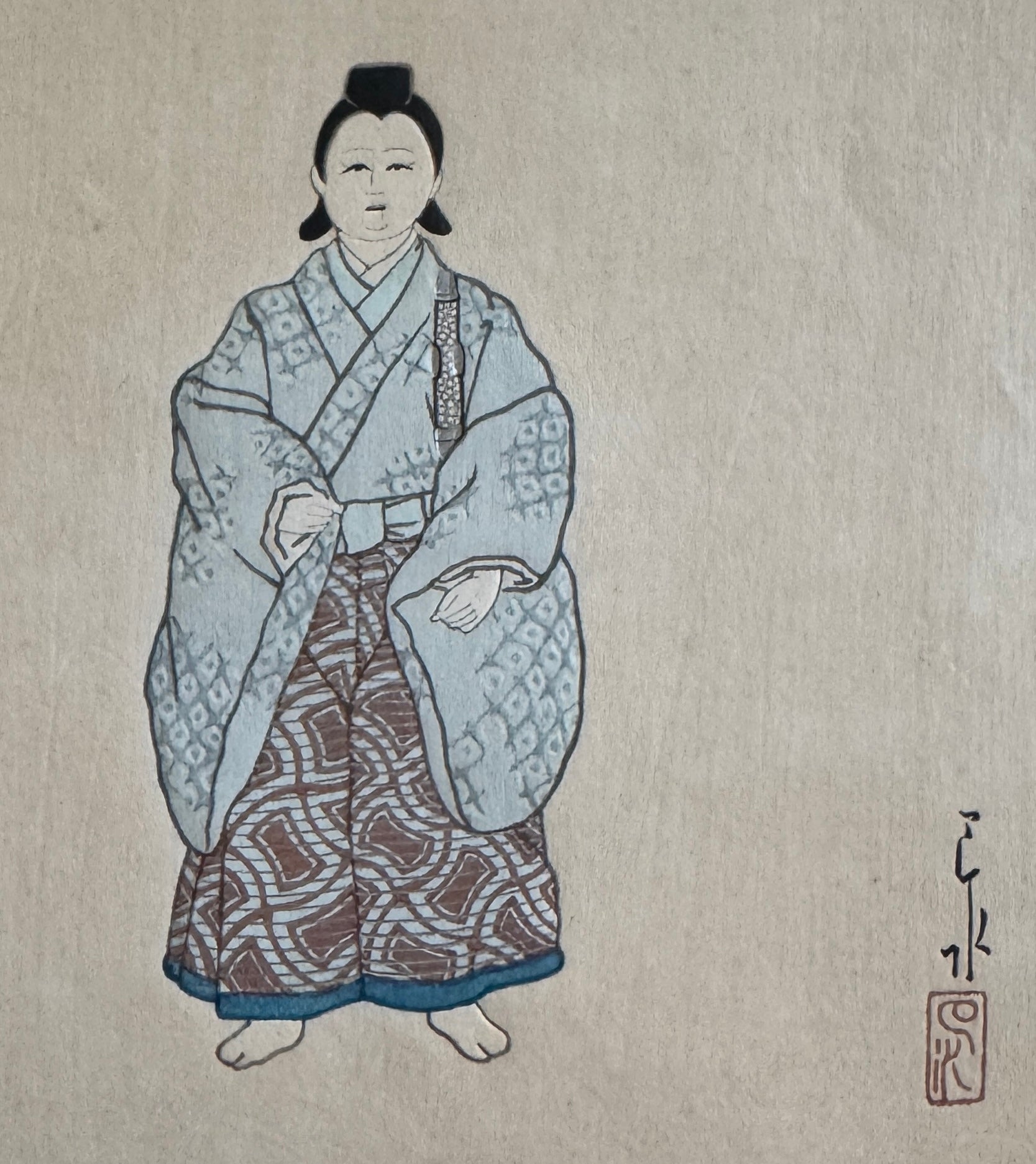 真作保証】川瀬巴水 御所人形3 Kawase Hasui Doll3 Shinhanga