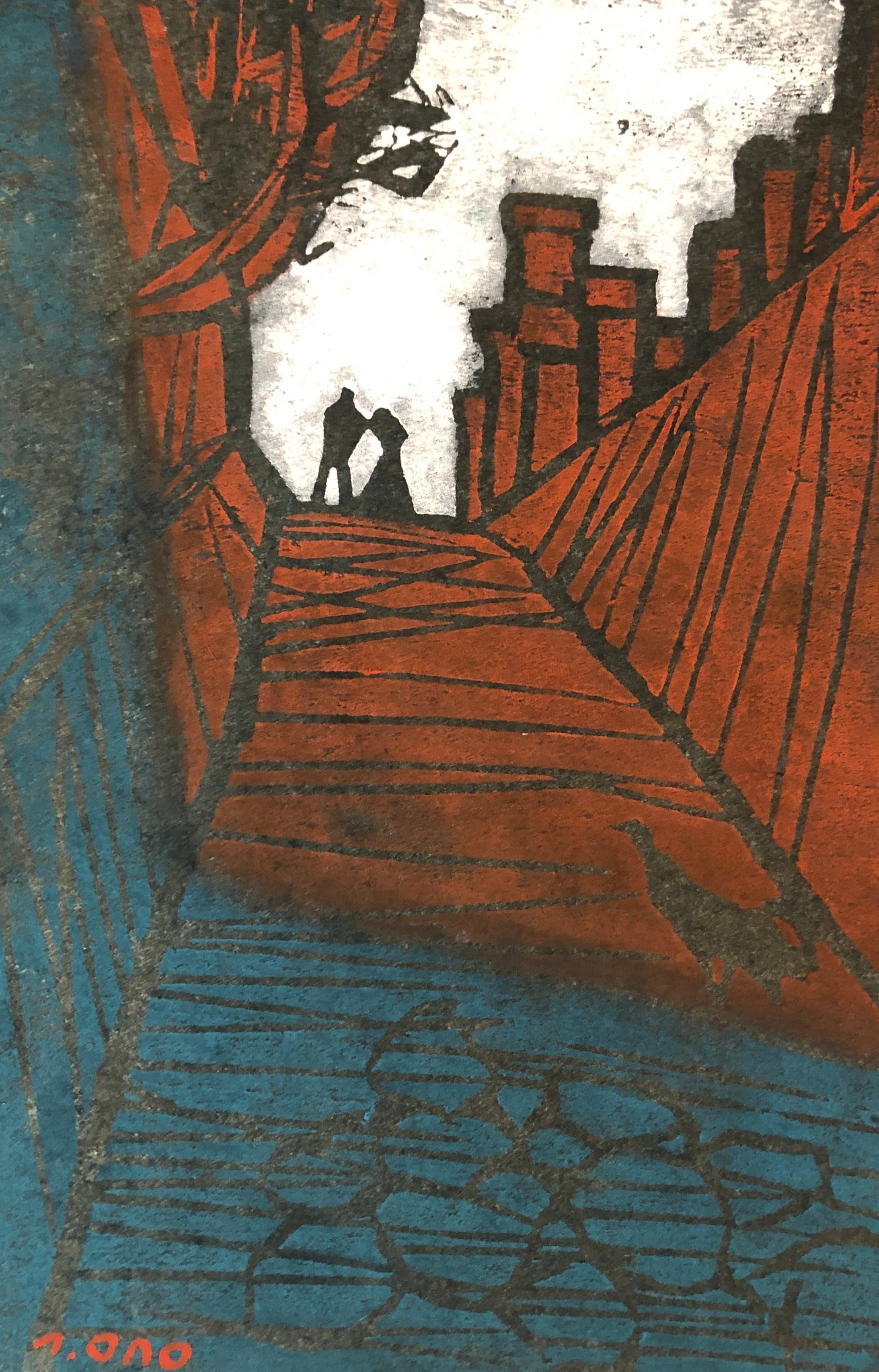 小野忠重　素描 真作保証】小野忠重 ポンペイへの道 Ono Tadashige woodblock print