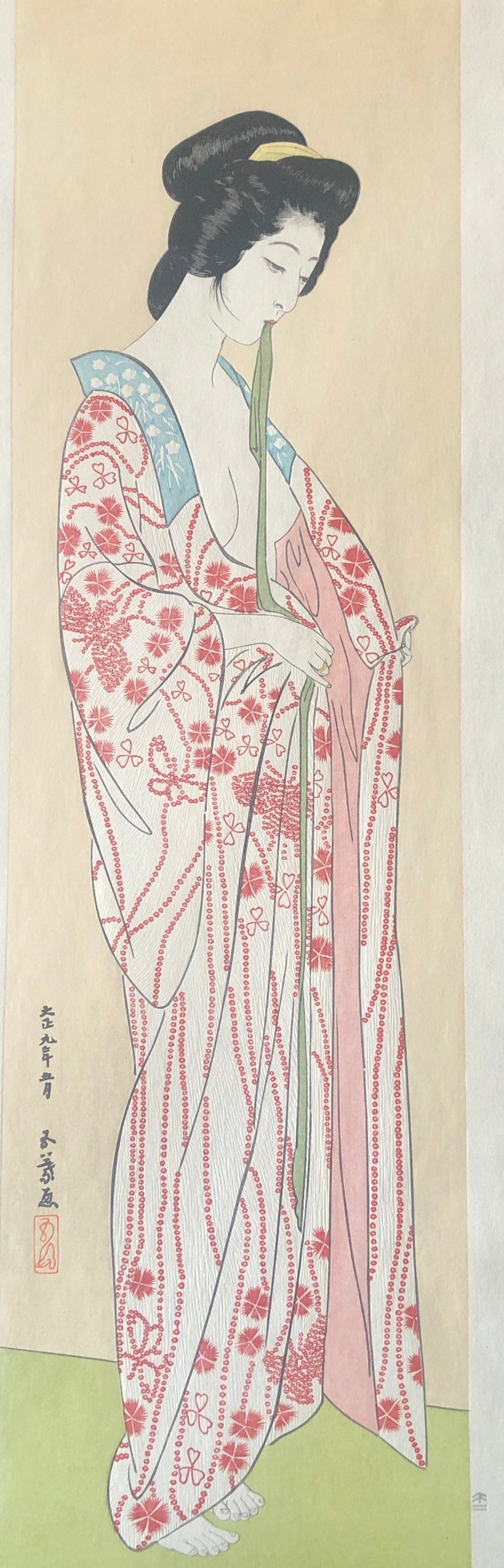 最高の品質 橋口五葉 長襦袢の女 print woodblock goyou Hashiguchi 復刻版 絵画