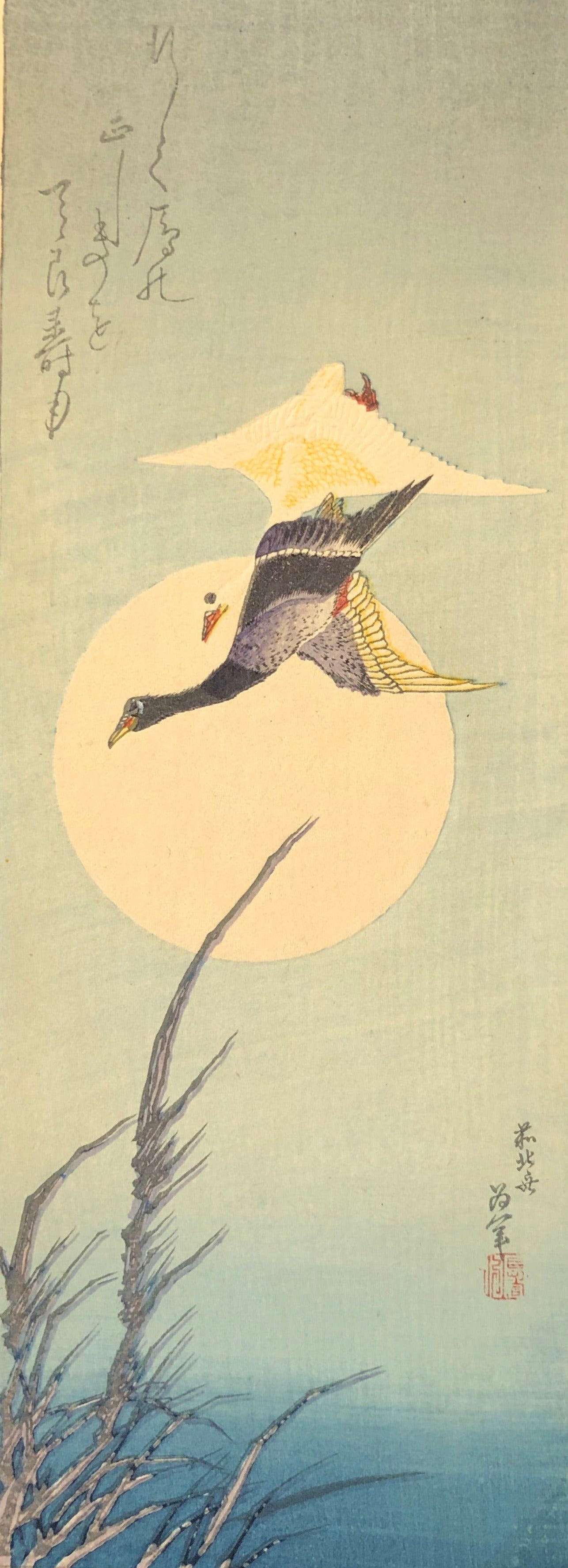 真作保証】葛飾北斎 短冊 復刻 木版画 浮世絵 Katsushika Hokusai