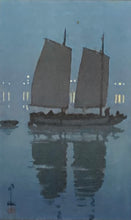 画像をギャラリービューアに読み込む, 【真作保証】吉田博　帆船  小判
