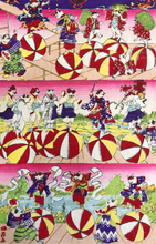 画像をギャラリービューアに読み込む, おもちゃ絵　（猫の玉乗り、サーカス）
