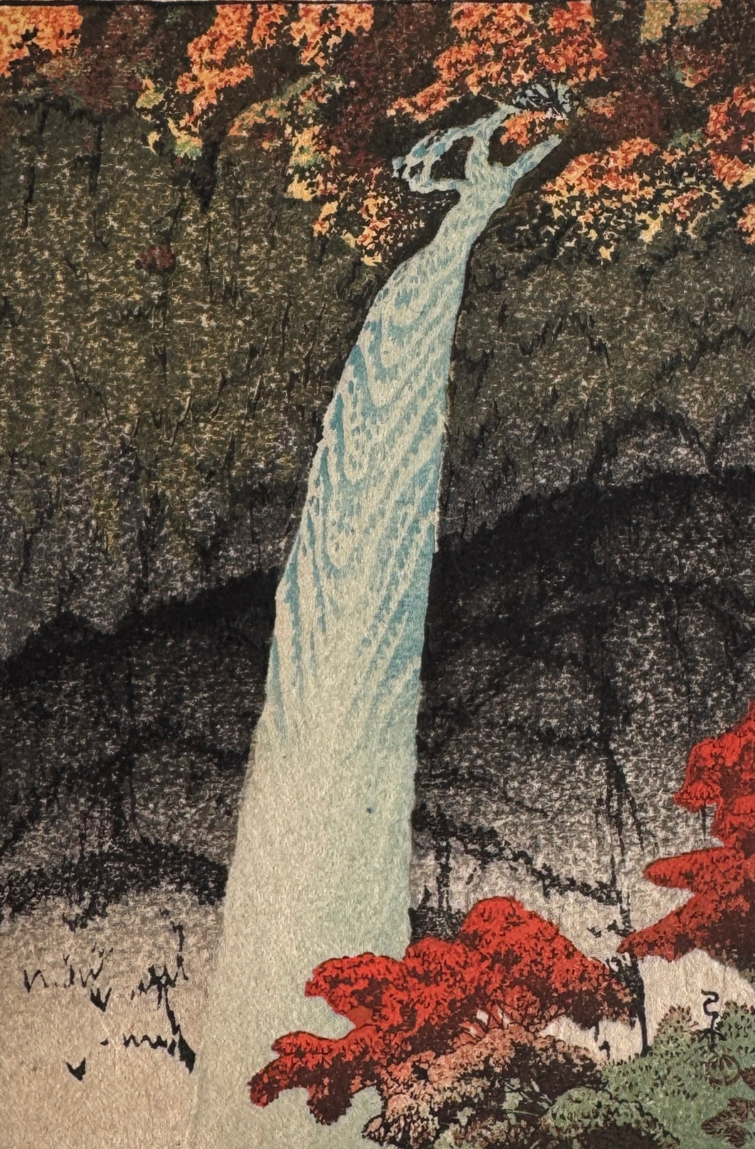 川瀬巴水　日光華厳瀧　小判