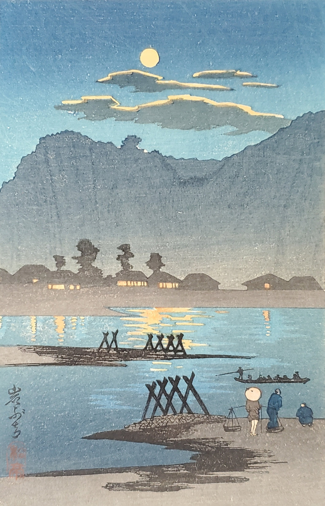 【真作保証】高橋松亭　小判　木版画