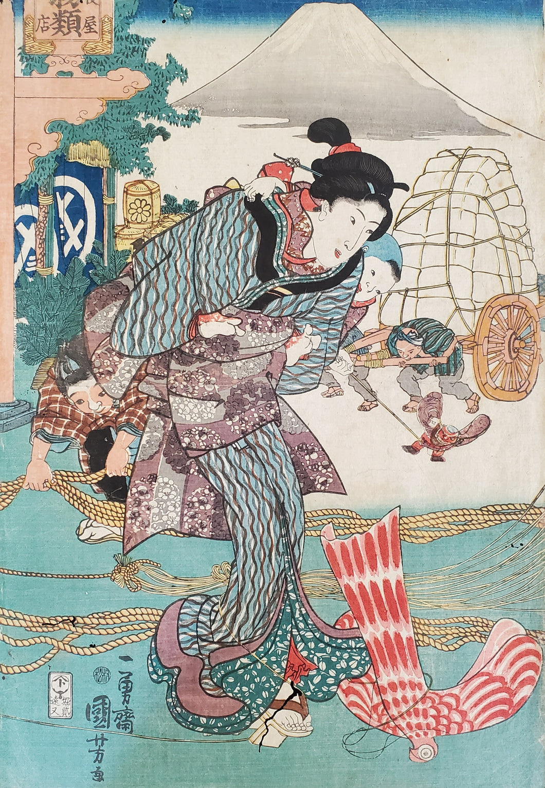 【真作保証】一勇齋國芳　五節句之内睦月　