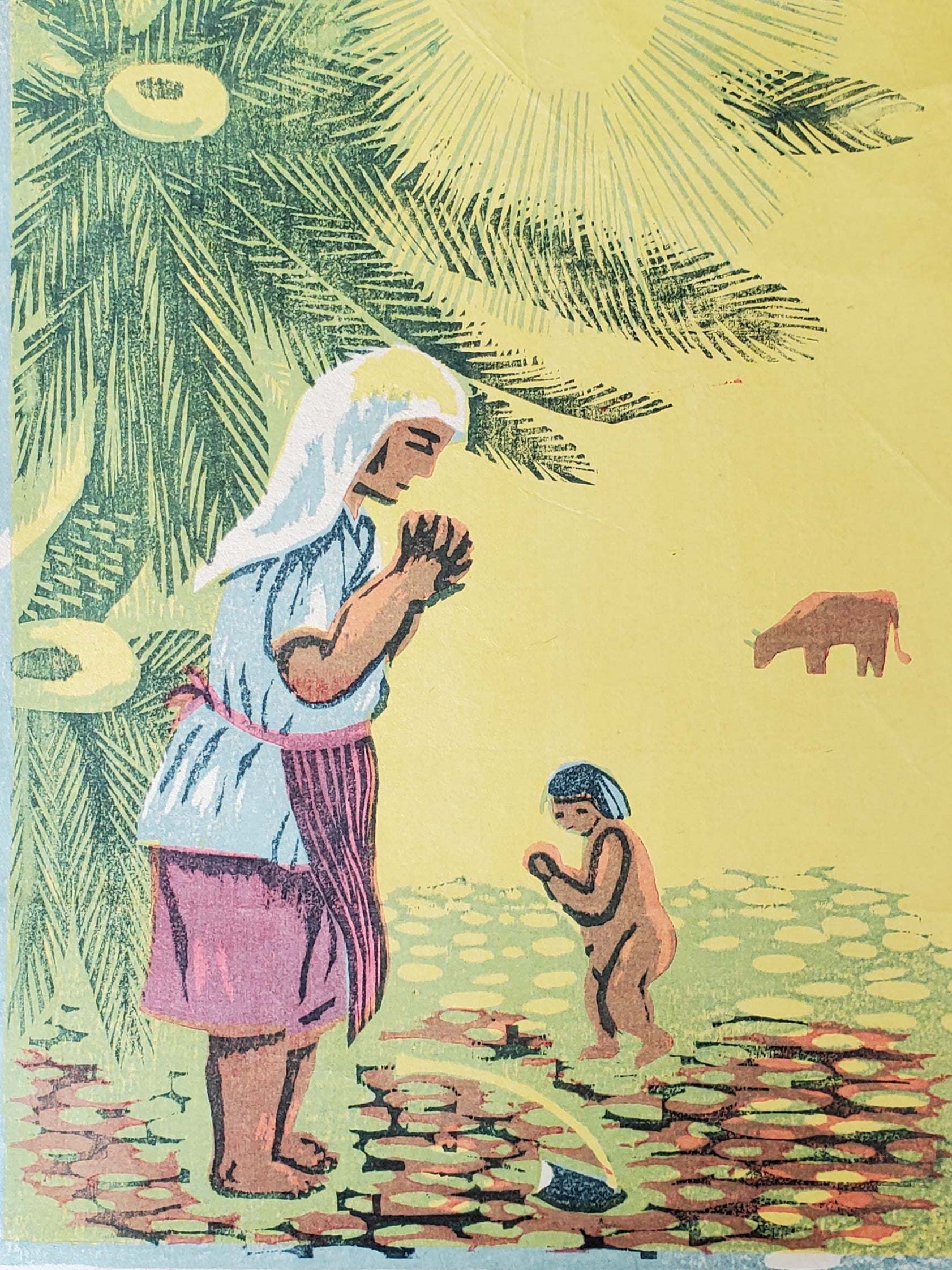 川口金作 作 風景画 の 短冊 です。