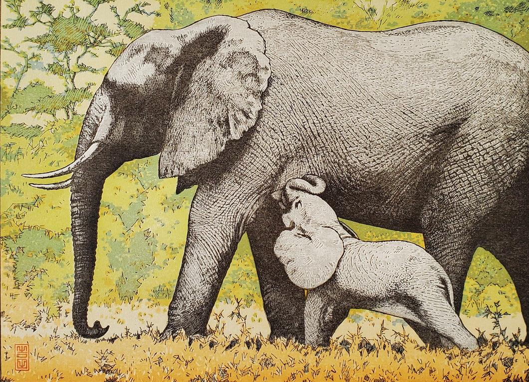 【真作保証】吉田遠志　Elephants　