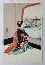 画像をギャラリービューアに読み込む, 【真作保証】長谷川貞信(三世)　京舞妓金閣の雪
