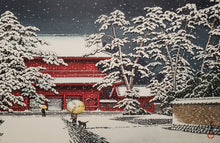 画像をギャラリービューアに読み込む, 【真作保証】川瀬巴水　雪の増上寺
