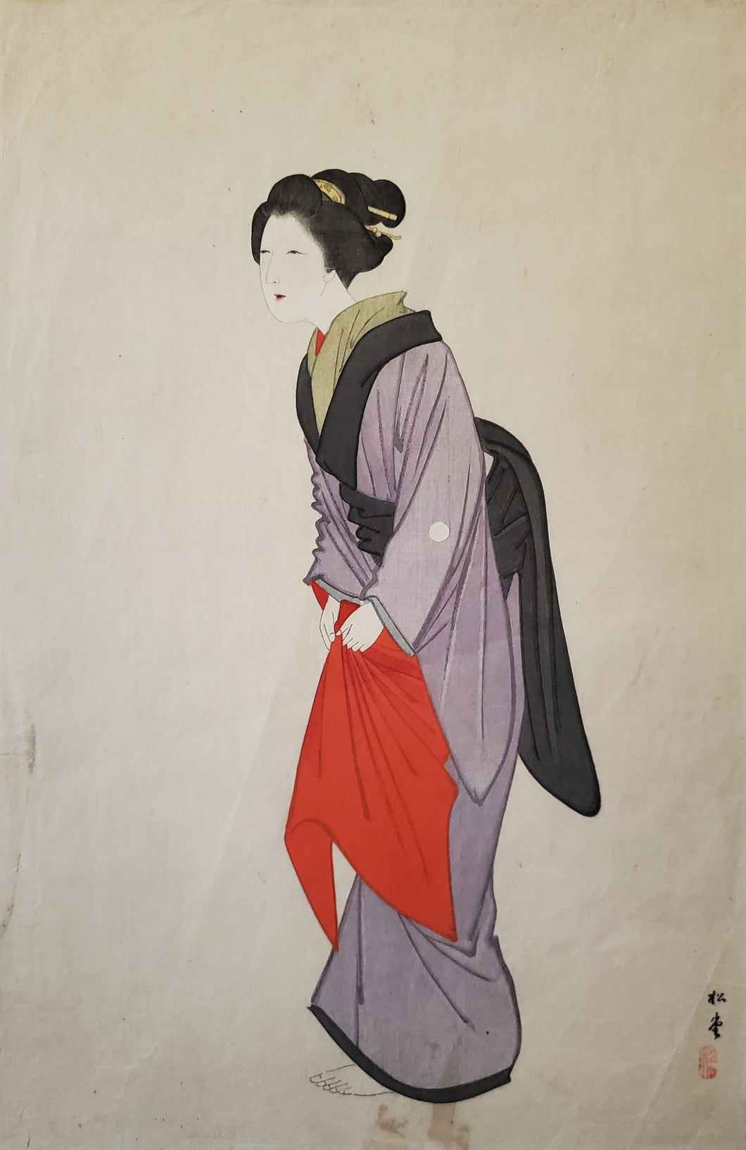 【真作保証】湯川松堂　美人画　