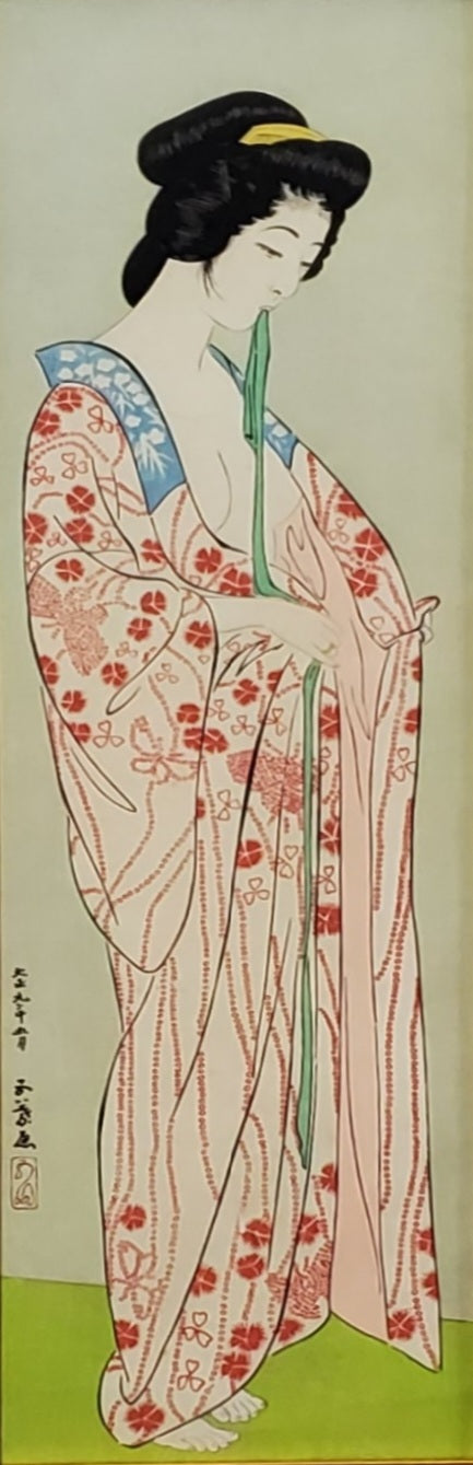 【真作保証】橋口五葉　長襦袢　額装