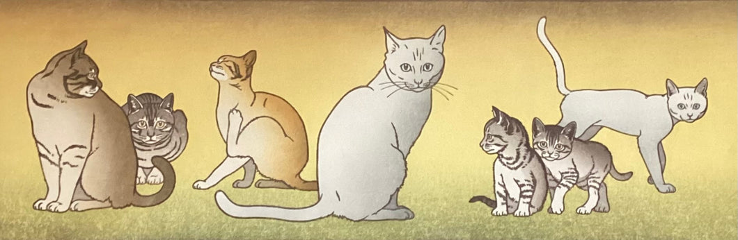 【真作保証】吉田司　七匹の猫　seven cats　直筆サイン入り