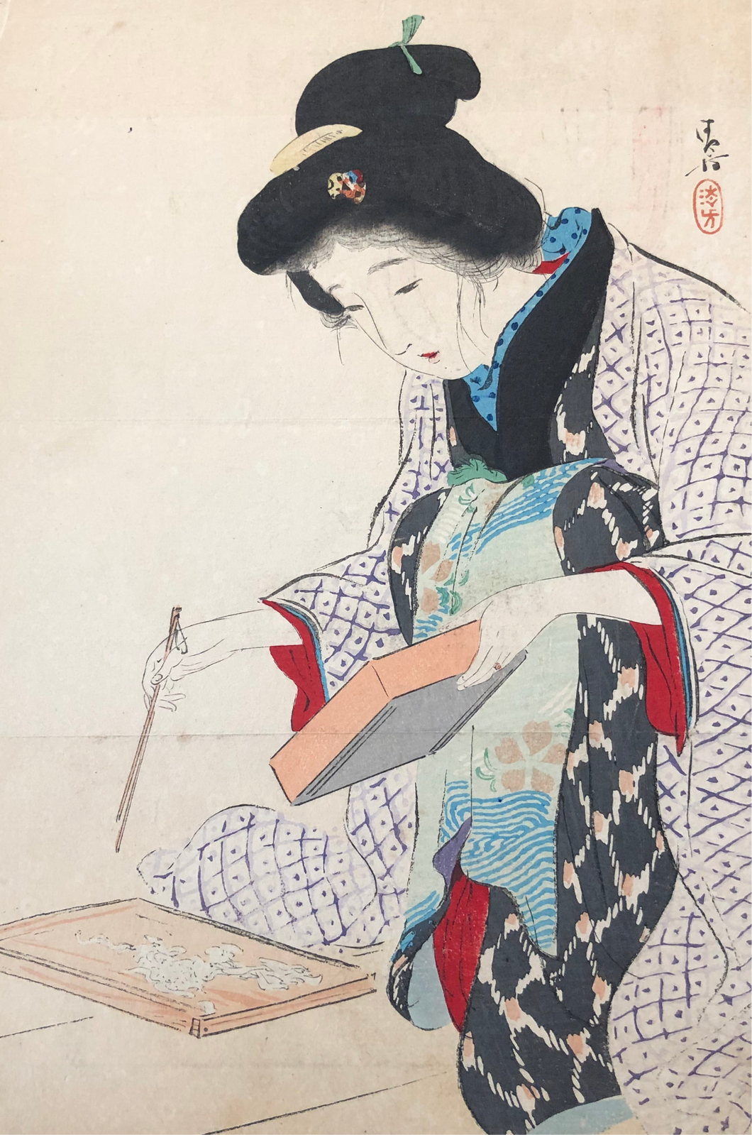 【真作保証】鏑木清方　白魚