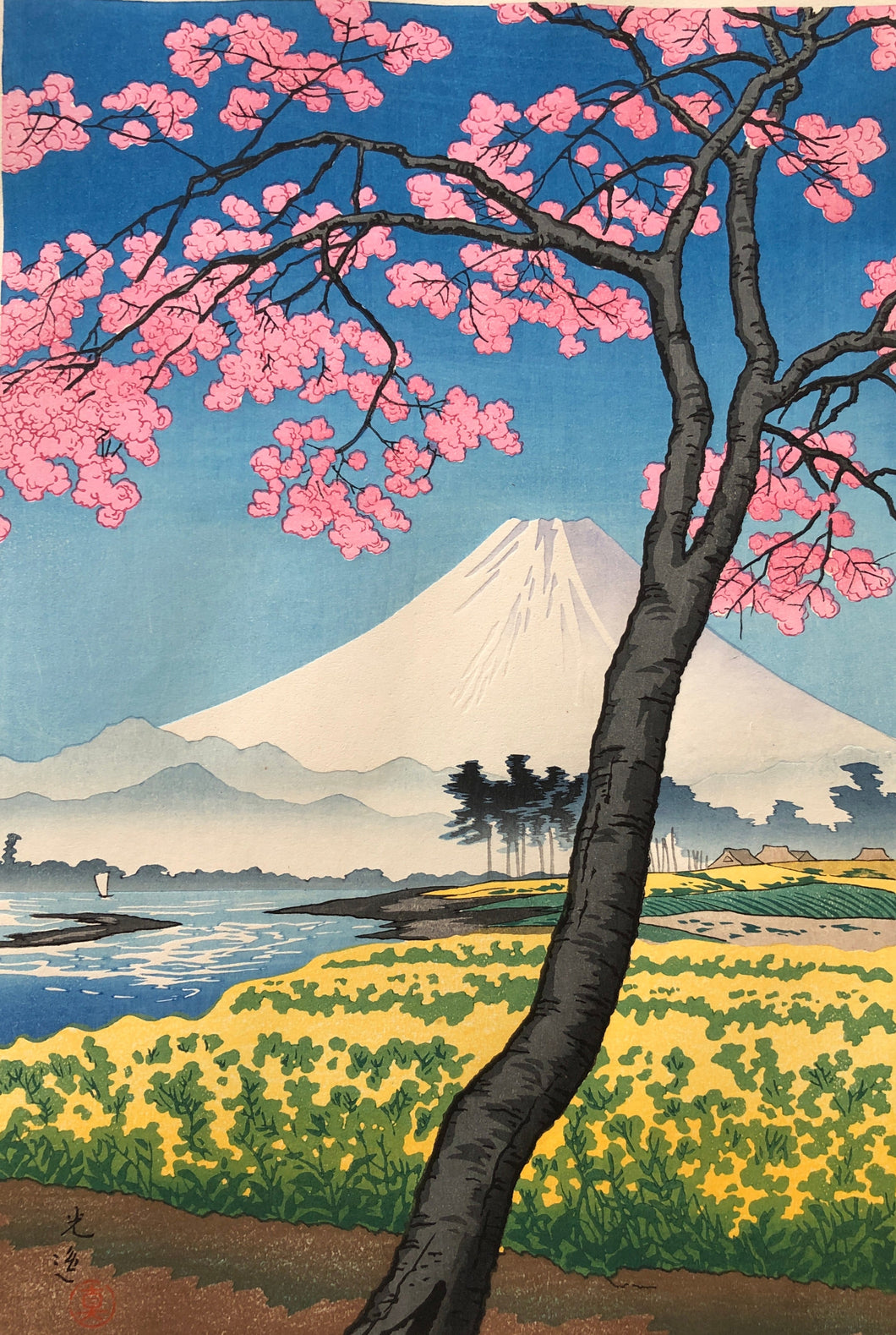 【真作】高見学/碎花/春景遠望図/掛軸/名家伝来/AA-926 LANDSCAPES BY HASUI Asia Week March 2025 – Egenolf Gallery