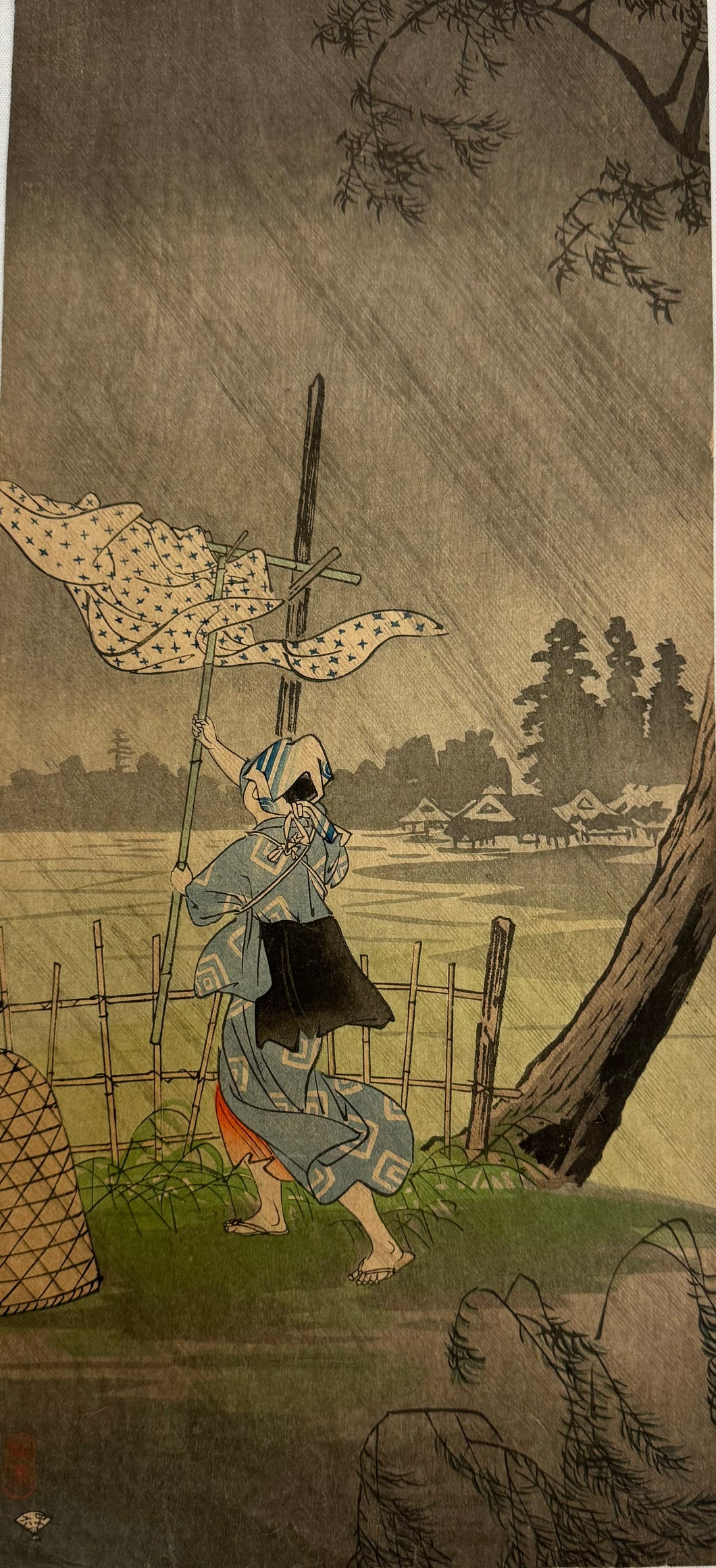【真作保証】高橋松亭　夕立