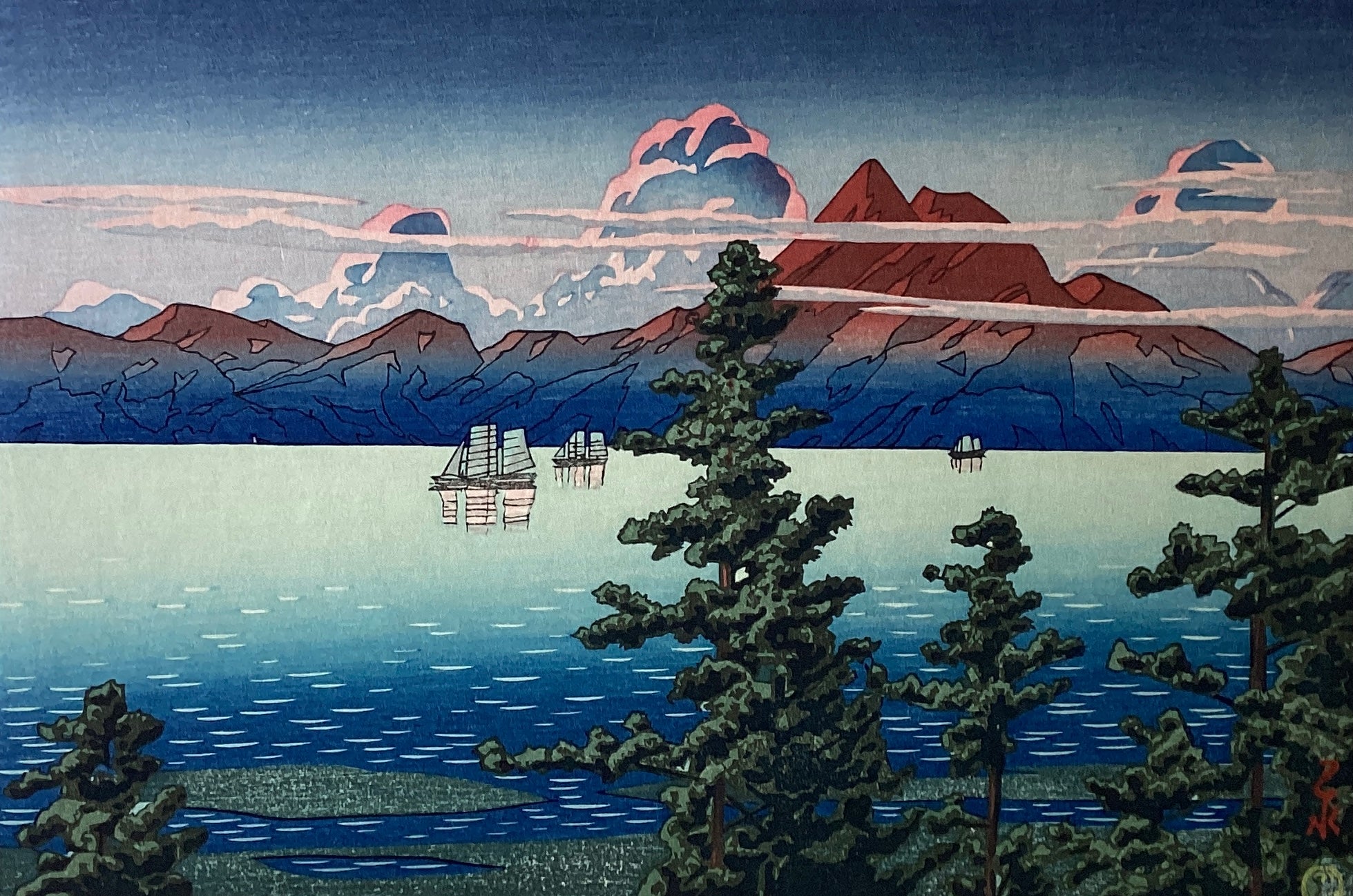 真作保証】川瀬巴水 日本新八景 巴水木版画8葉、山川秀峰2葉 Kawase
