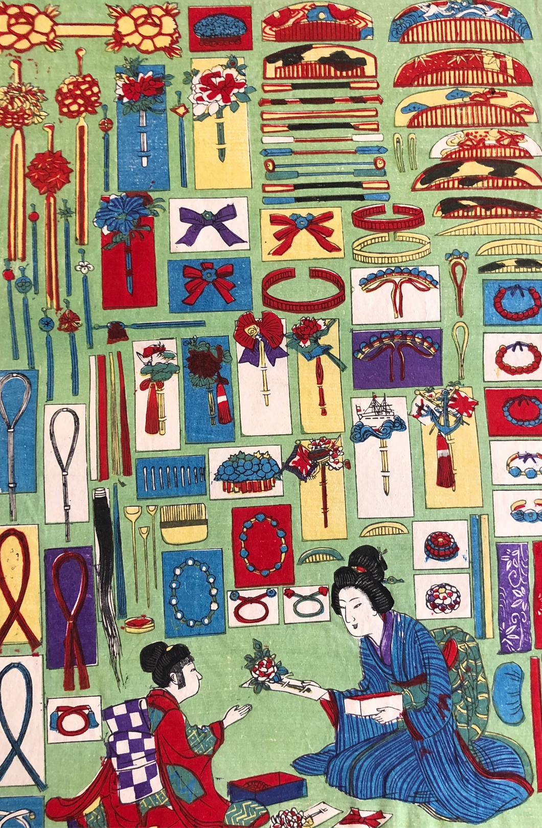 おもちゃ絵　教育かんざし屋　（かんざし、髪飾り、子供）