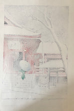Load image into Gallery viewer, 【Guaranteed genuine】Kawase Hasui, Snow at Kiyomizu Hall, Ueno 1929
