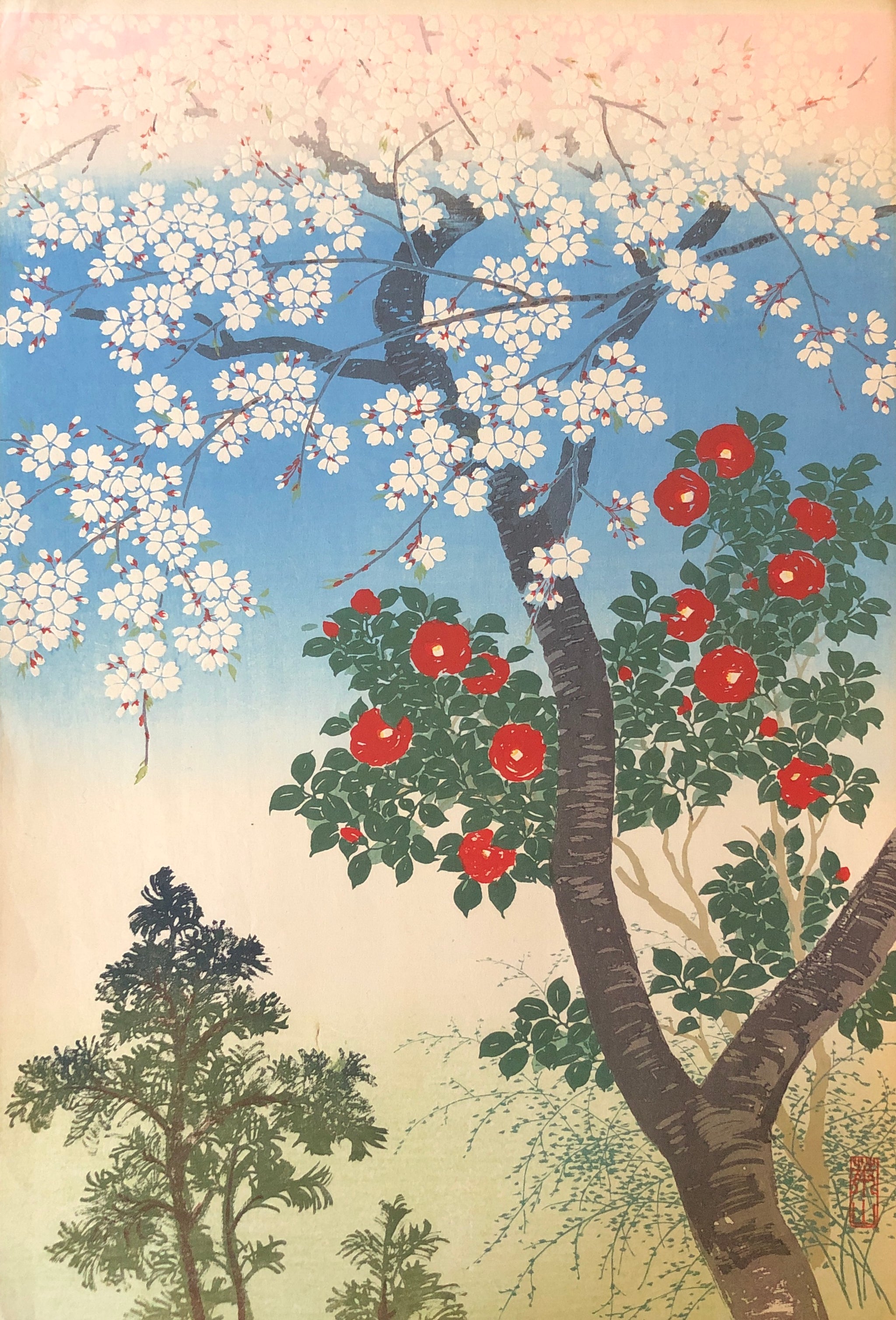 小島貞ニ木版画春