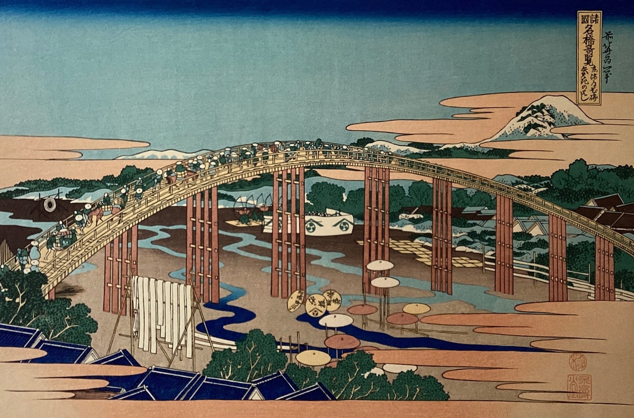 【明治　レトロ】浮世絵　石版画　渡邊忠久　北斎漫画　北斎画(北斗)　当時物5枚 明治 レトロ】浮世絵 石版画 渡邊忠久 北斎漫画 北斎画(北斗