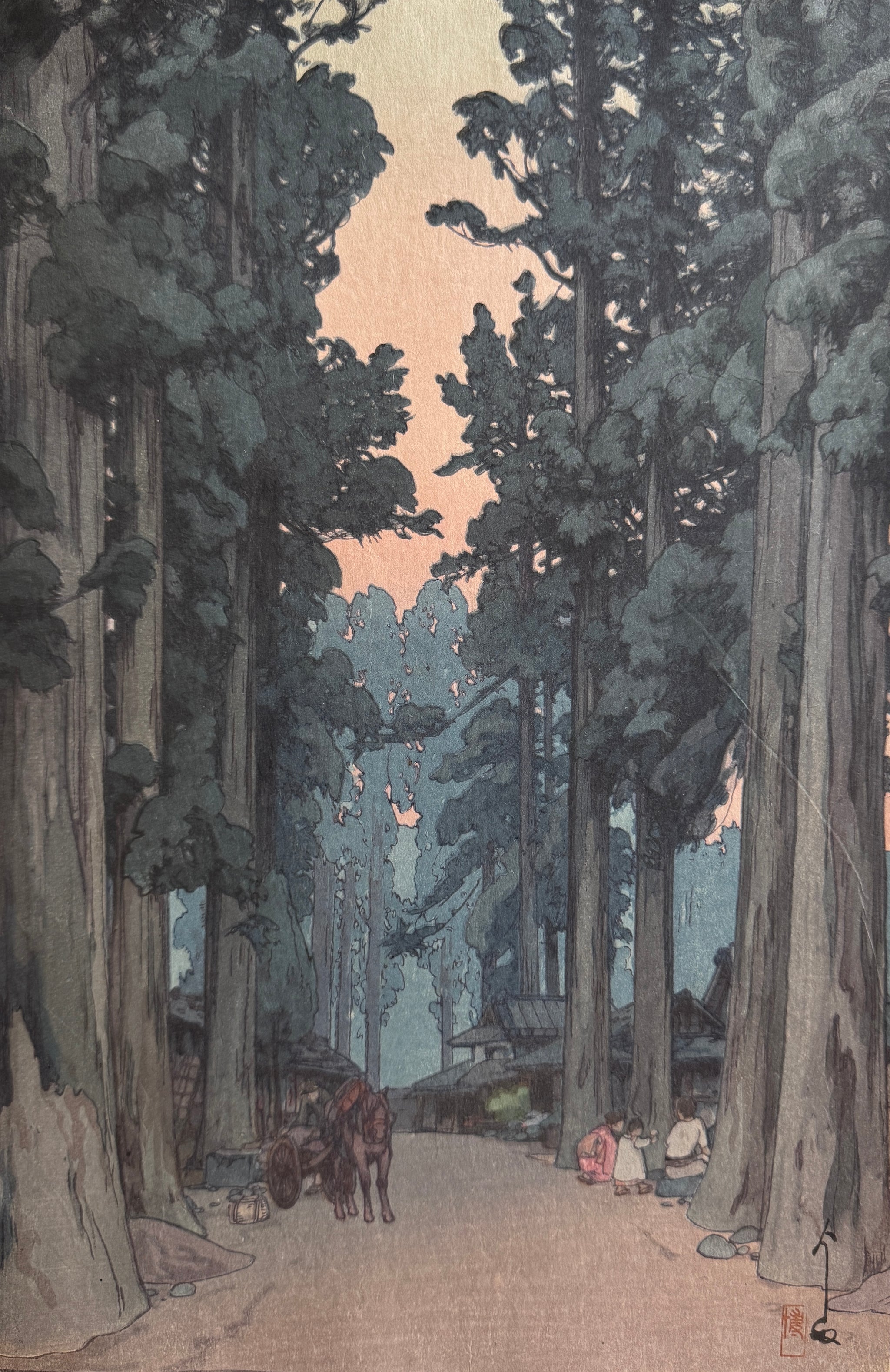 真作保証】吉田博 杉並木 Yoshida Hiroshi Japanese woodcut