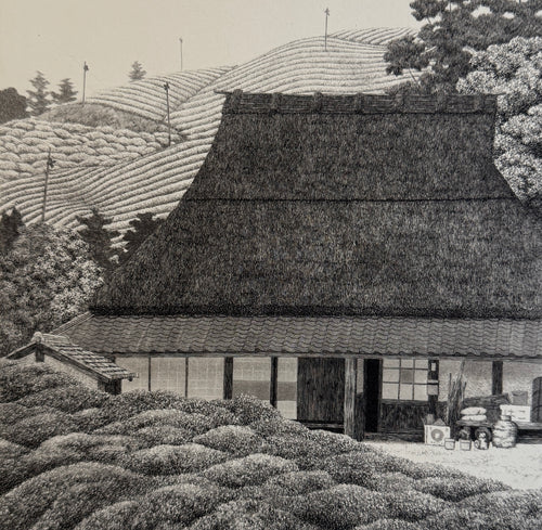 田中良平「古民家」銅版画 茅葺民家 風景画 限定 額装 インテリア #431-2 田中良平（昭和8年～平成31年） – curve-arts