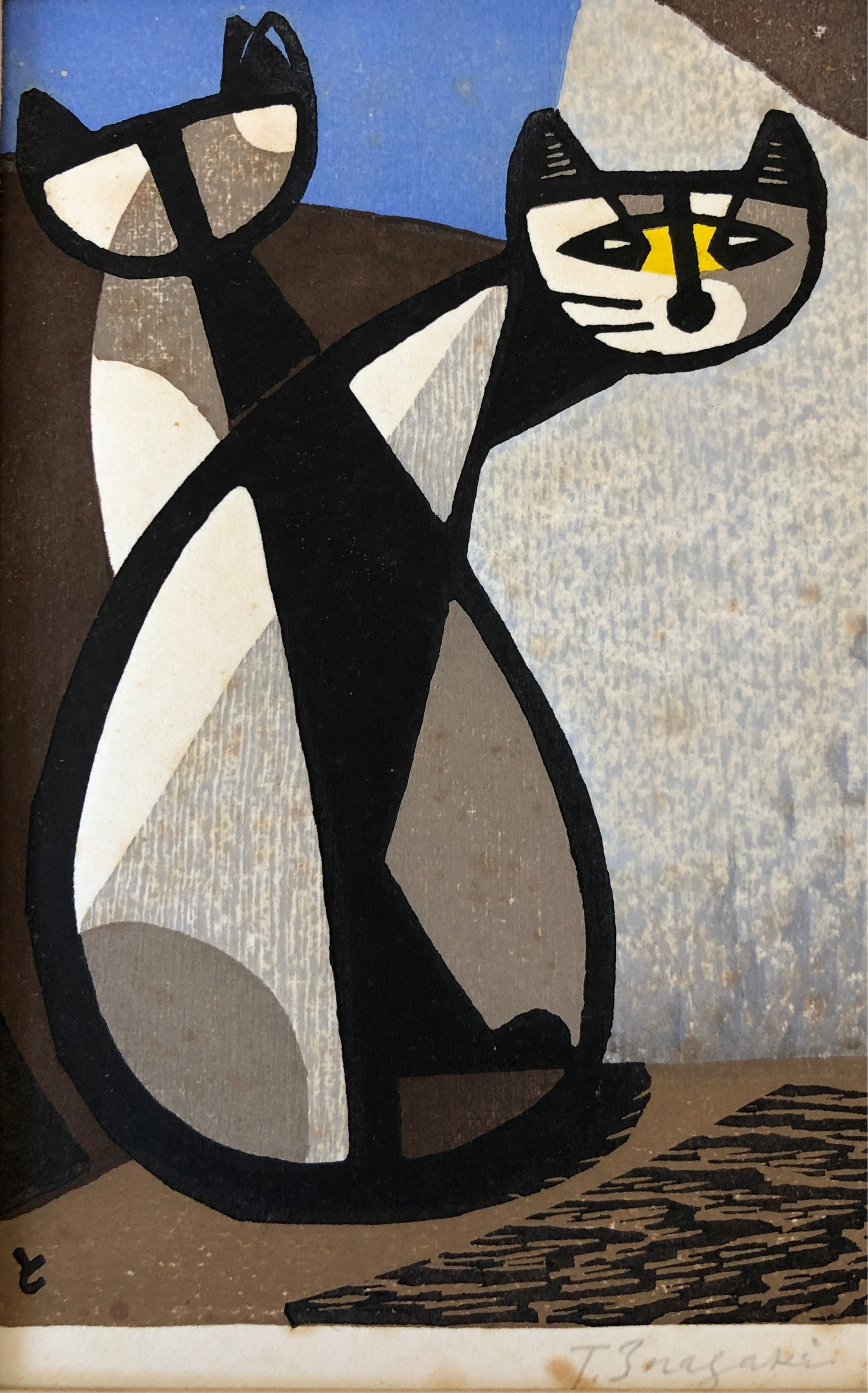 人気版画作家 稲垣知雄 版画 黒猫真作□木版画□稲垣知雄□ネコ 人気版画作家 稲垣知雄 版画 黒猫真作□木版画□稲垣知雄□ネコ