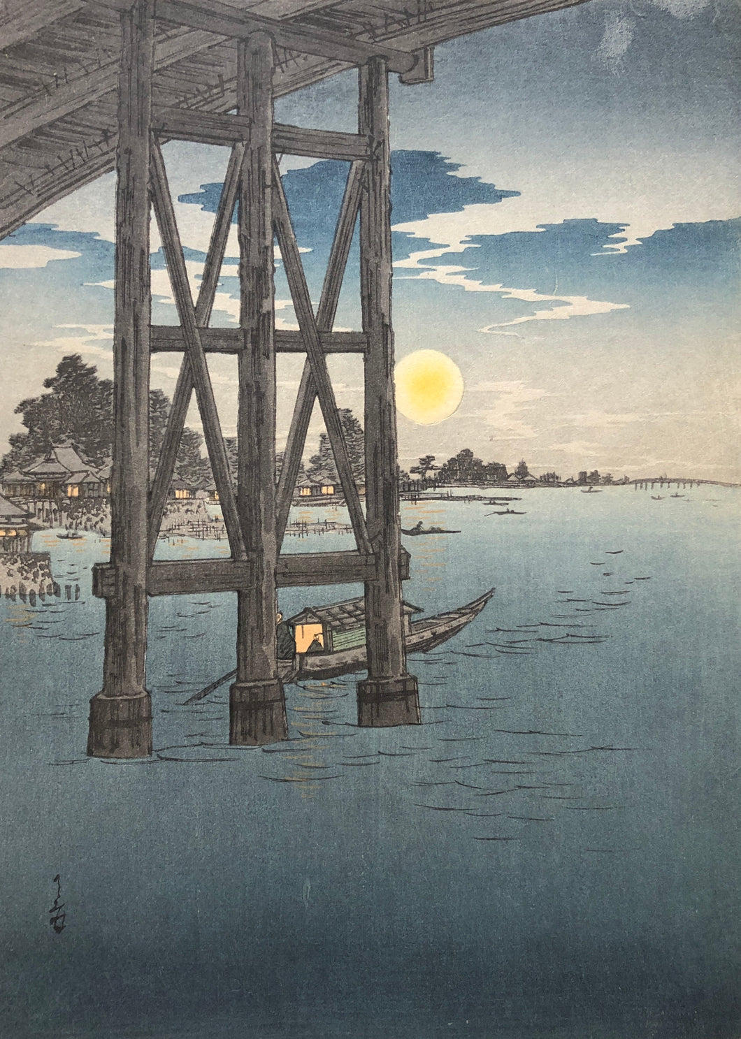 【真作保証】歌川広重  夜景木版画　＃２６