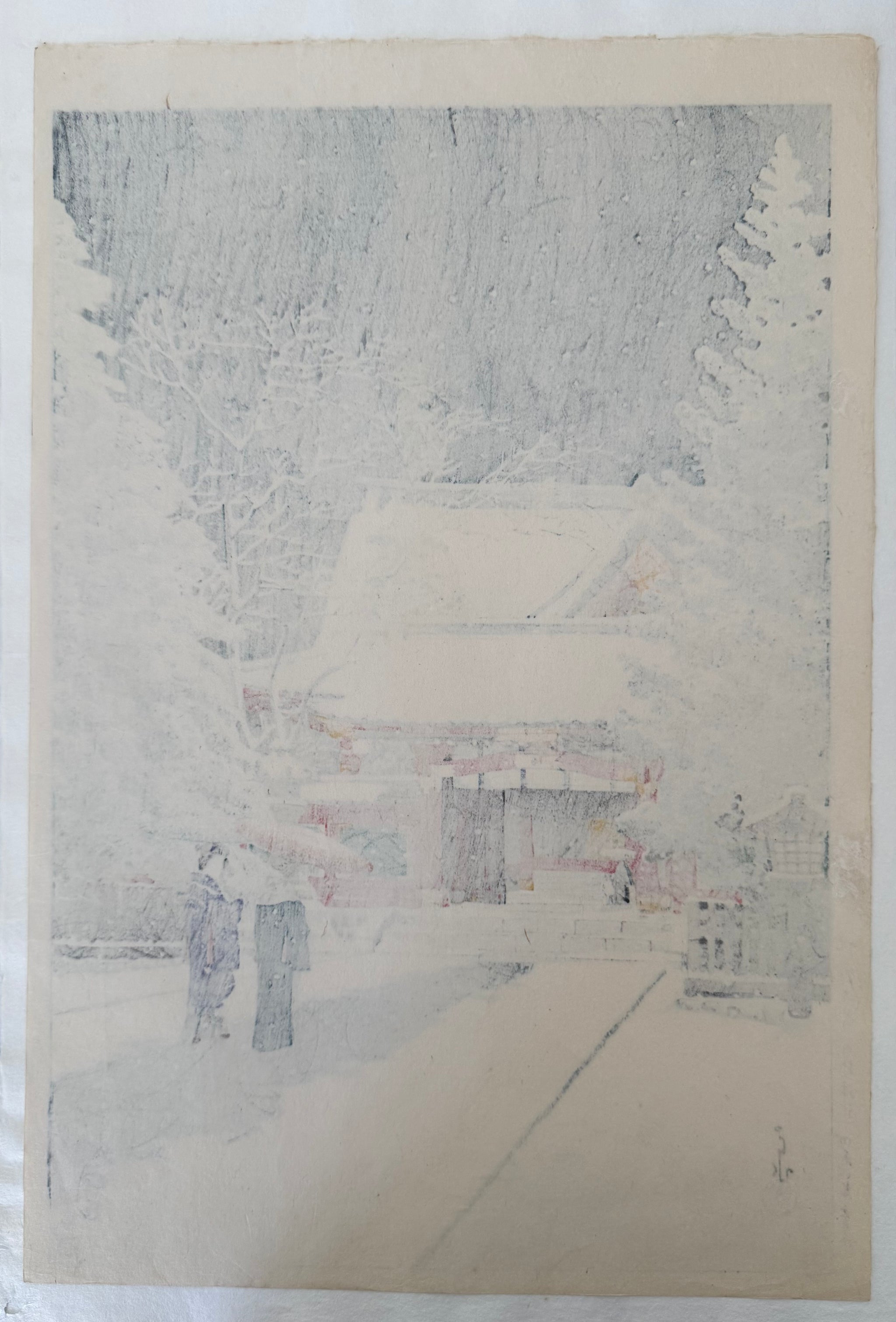 真作保証】川瀬巴水 社頭の雪（日枝神社）Kawase Hasui Shinhanga 