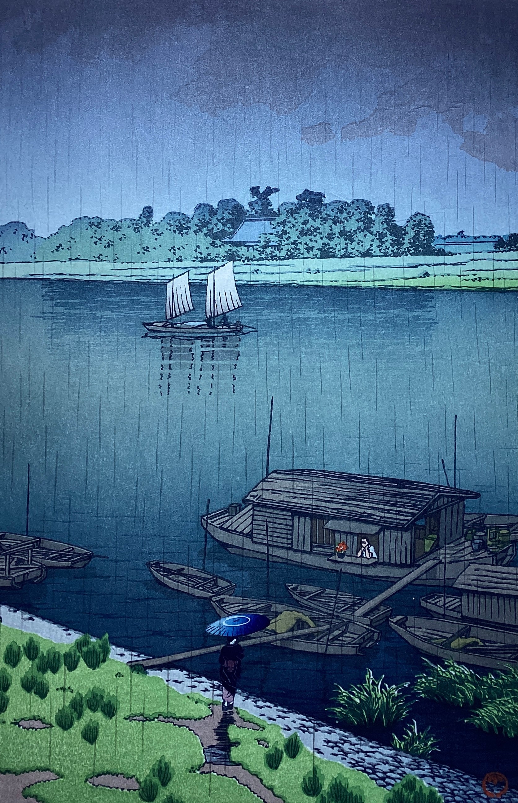 土屋光逸 「奈良 猿沢の池」 昭和9年 木版画 状態(優良) 本物保証　川瀬巴水 土屋光逸 「奈良 猿沢の池」 昭和9年 木版画 状態(優良) 本物保証