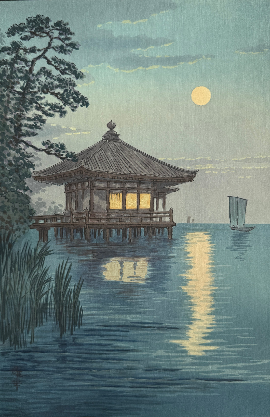 【真作保証】伊藤雄半　堅田浮御堂(仮)