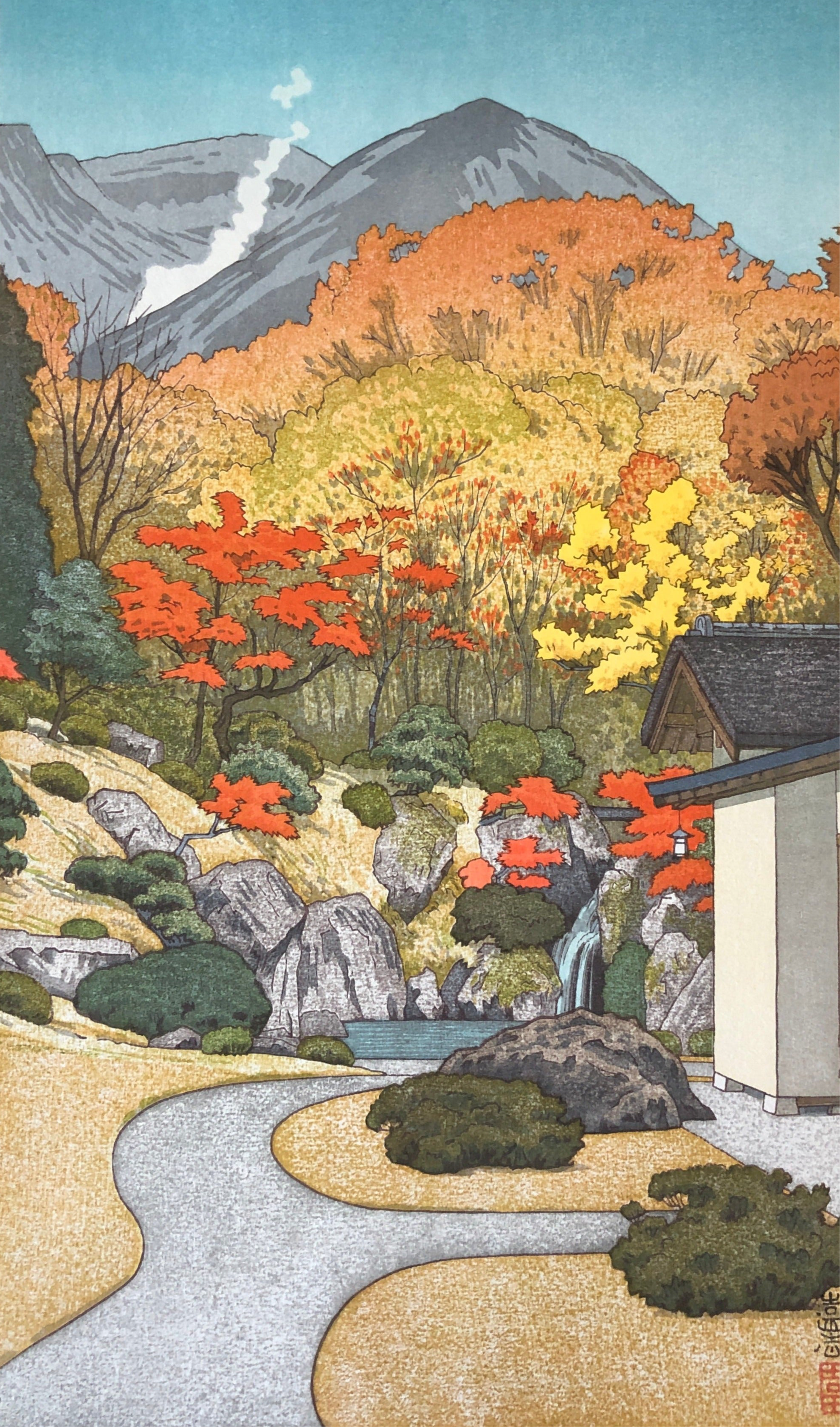 真作保証】吉田 遠志 箱根神仙郷 日光殿のお庭 Yoshida Toshi