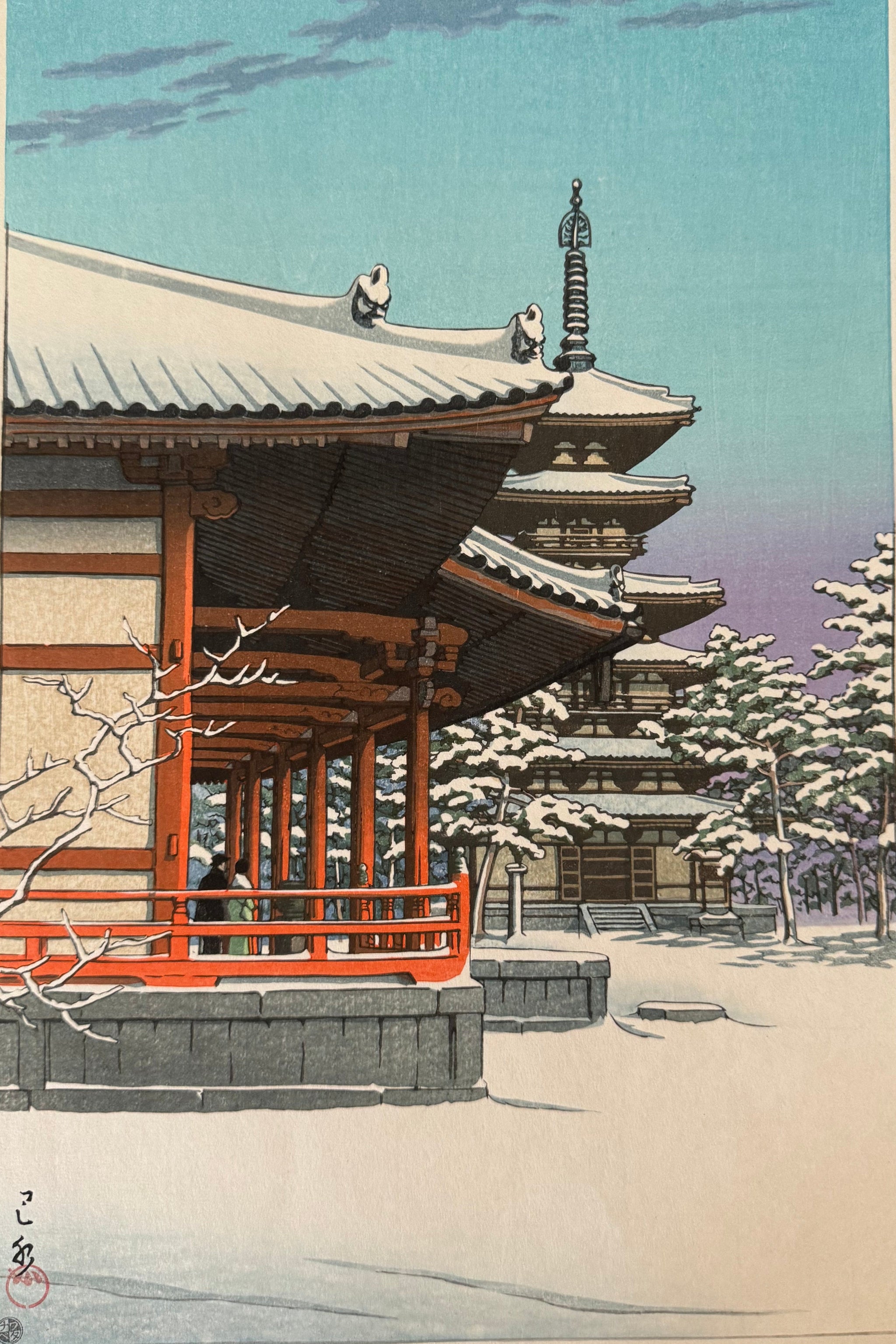 油絵薬師寺の塔秋