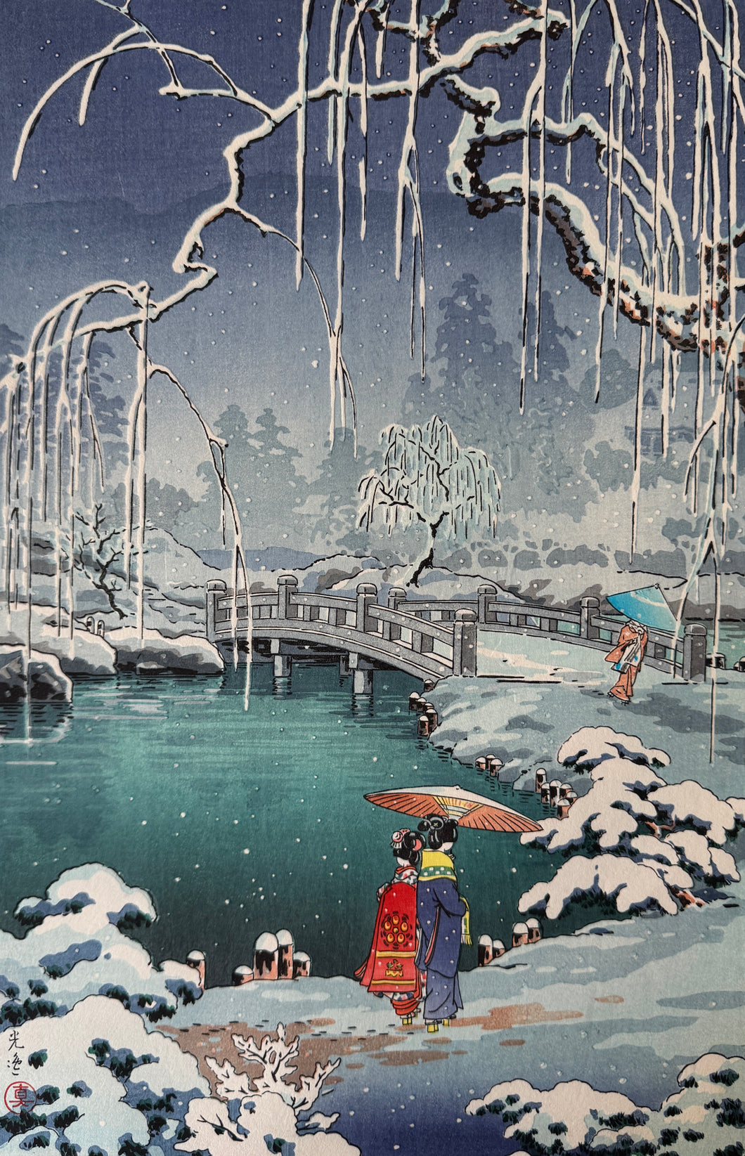 【真作保証】土屋光逸 　春の雪　京都円山