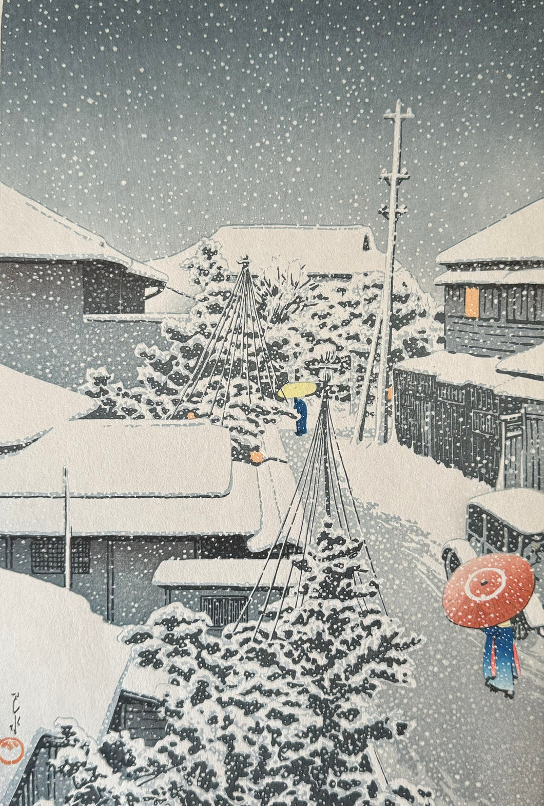 【Genuine guarantee】 Kawase Hasui, Snow at Dichi, 1925