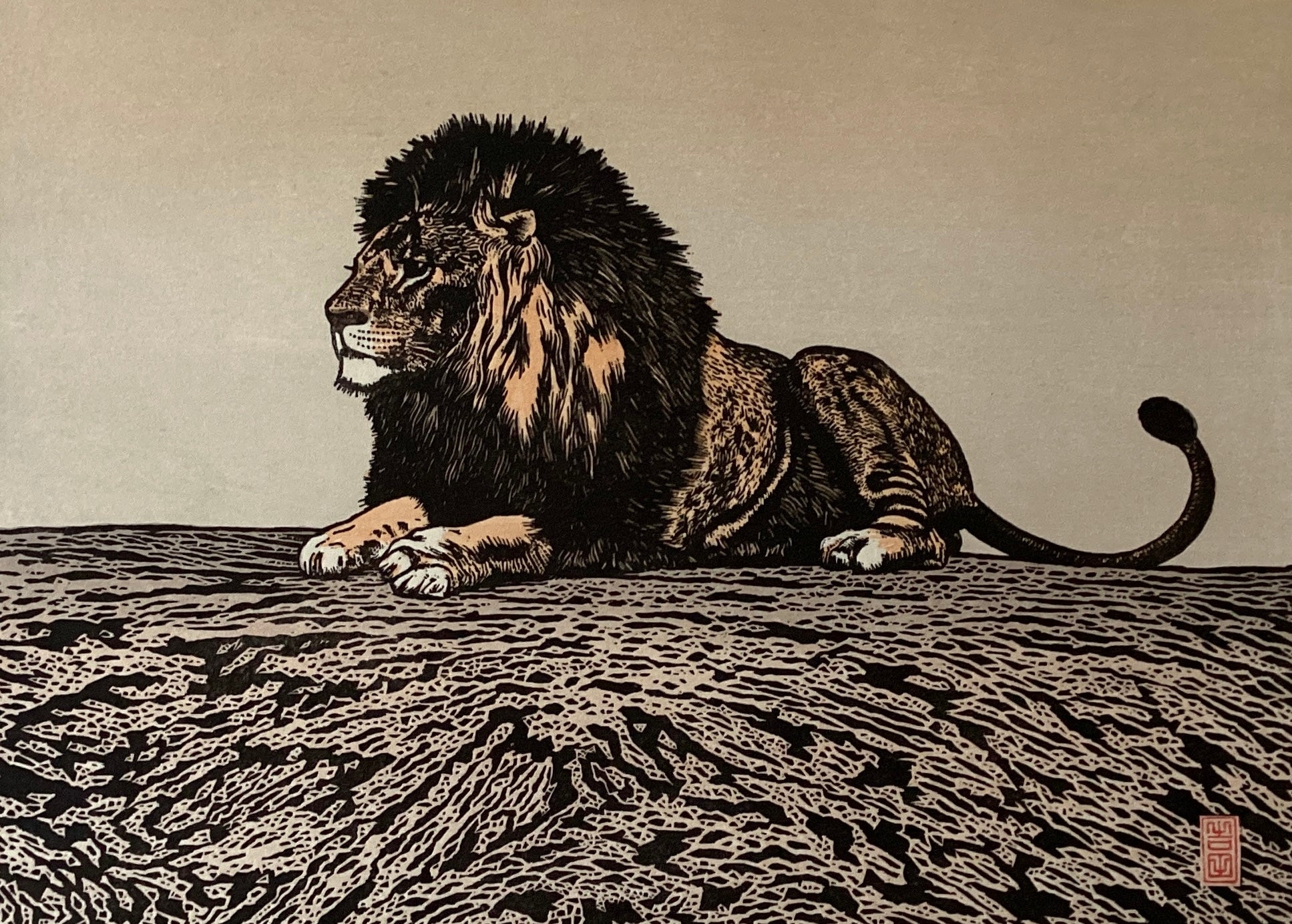 真作保証】吉田遠志 Tiger Yoshida Toshi Sosakuhanga Japanese