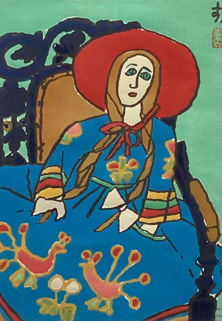 ガラス絵 蒲郡海上図 鈴木芳雪作 ガラス絵 蒲郡海上図 鈴木芳雪作