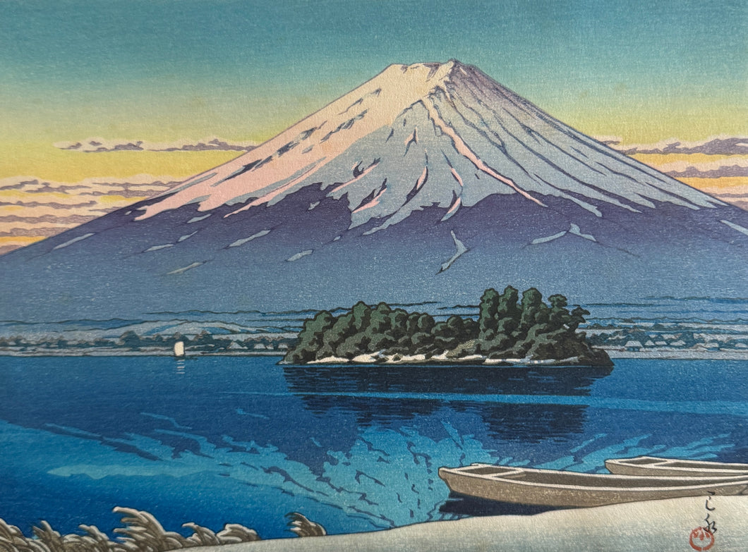 【真作保証】川瀬巴水　河口湖