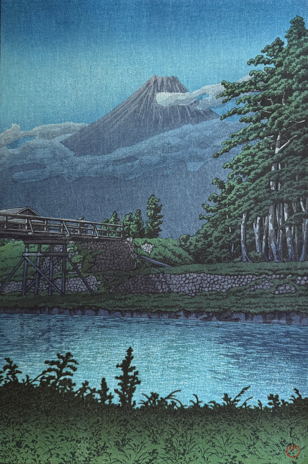 【真作保証】川瀬巴水　田子の浦橋