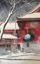 Load image into Gallery viewer, 【Guaranteed genuine】Kawase Hasui, Snow at Kiyomizu Hall, Ueno 1929
