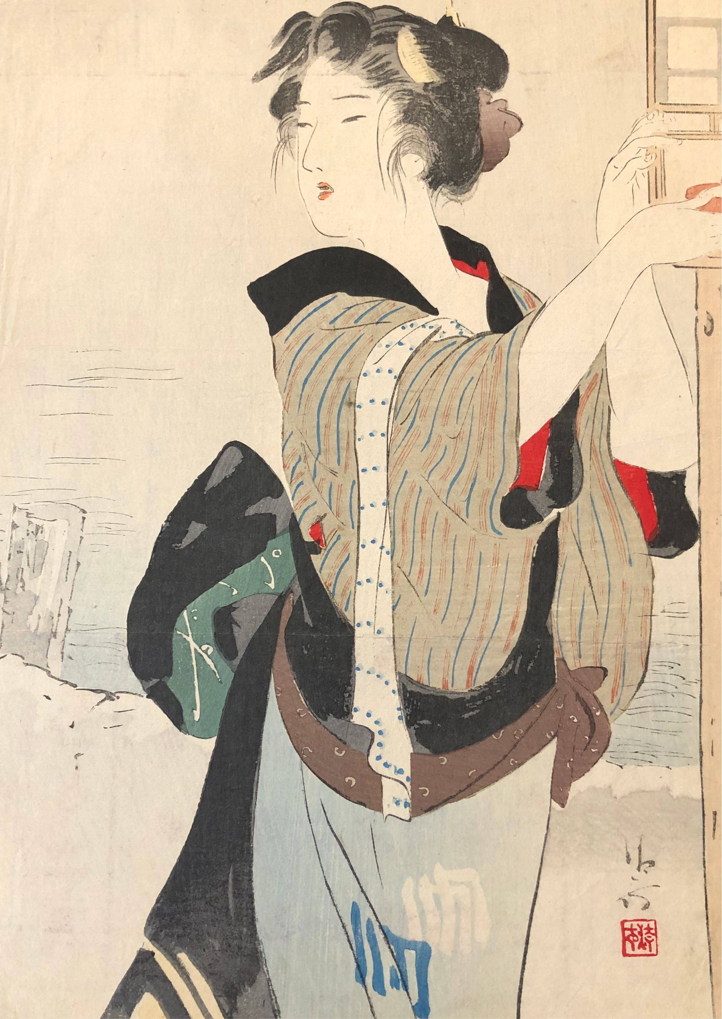 限定1000冊Kaburaki Kiyokata 画集 真作保証】鏑木清方 ひともし頃 Kaburaki Kiyokata Japanese woodblock