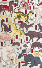 画像をギャラリービューアに読み込む, おもちゃ絵　幼稚園付属動物獣類　（犬猫、トラ、ぞう）
