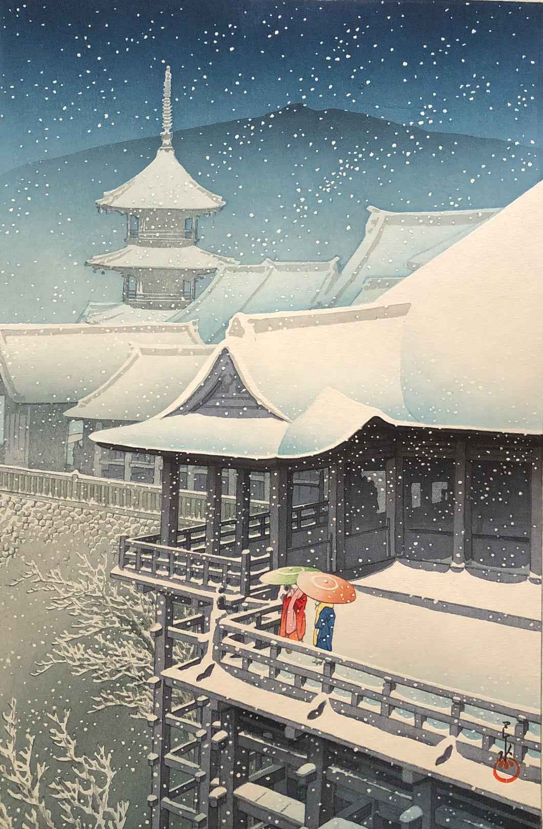 【Guaranteed genuine】 KAWASE HASUI  Kiyomizu Temple-Kyoto, 1932, Ask Stocks