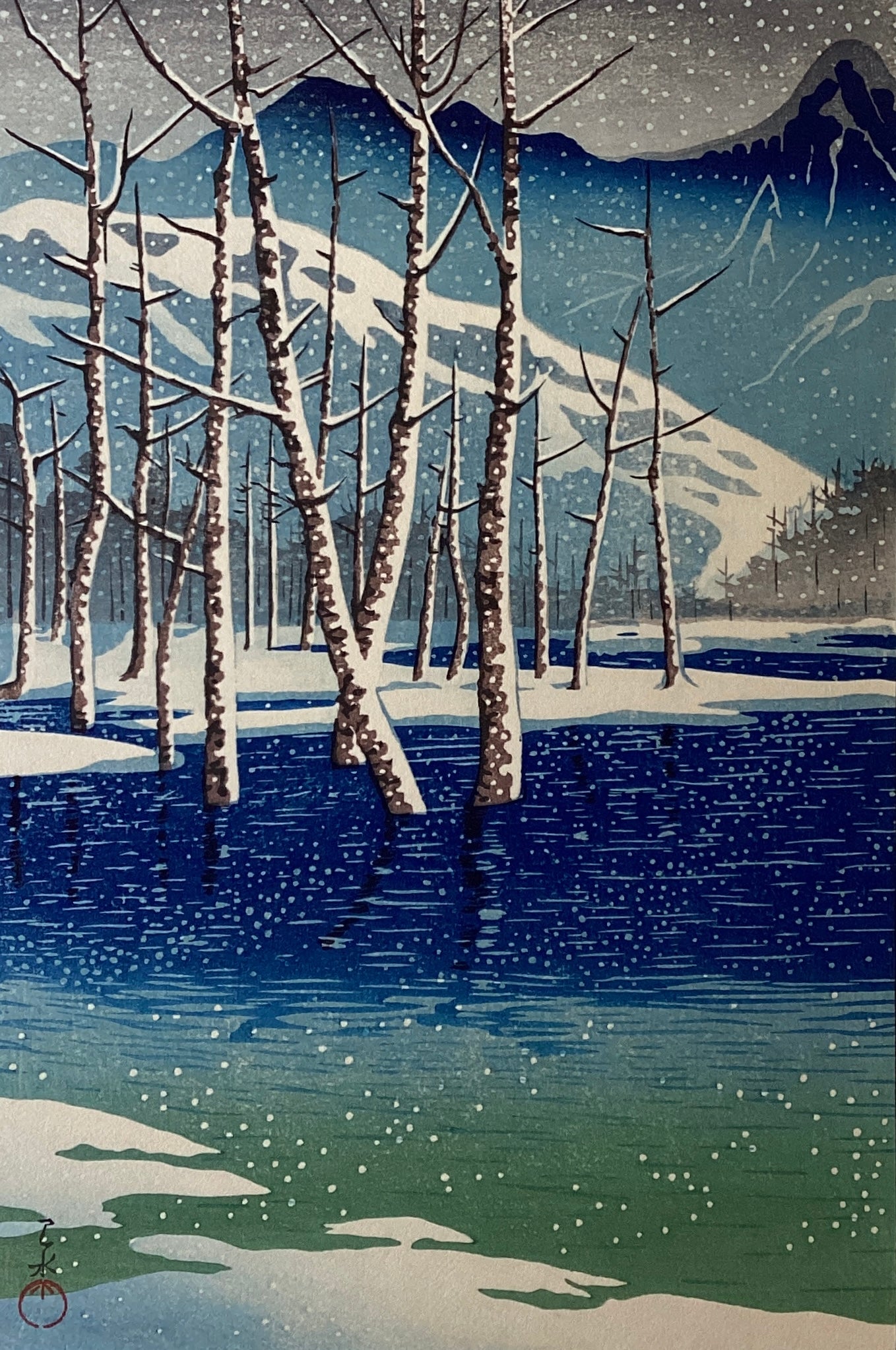 真作保証】川瀬巴水 日本新八景 巴水木版画8葉、山川秀峰2葉 Kawase