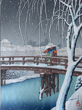 画像をギャラリービューアに読み込む, 【真作保証】川瀬巴水　暮るる雪（江戸川）
