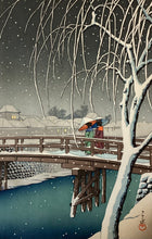 画像をギャラリービューアに読み込む, 【真作保証】川瀬巴水　暮るる雪（江戸川）
